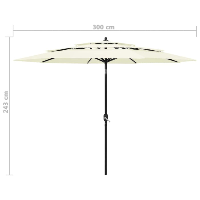 3-tier Parasol With Aluminium Pole Sand 3 m Totnln