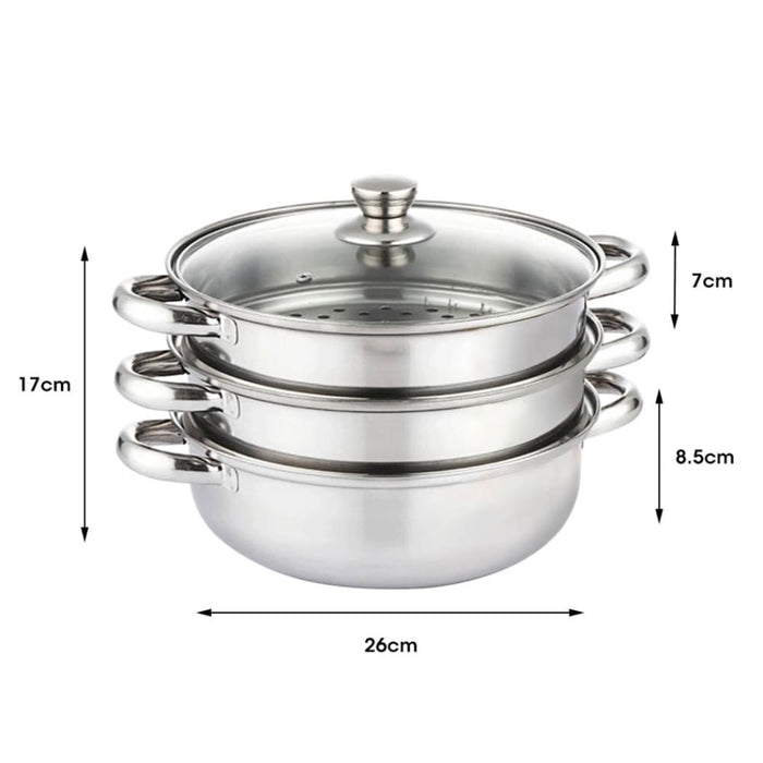 Goslash Picks 3 Tier Stainless Steel Steamer Meat Vegetable