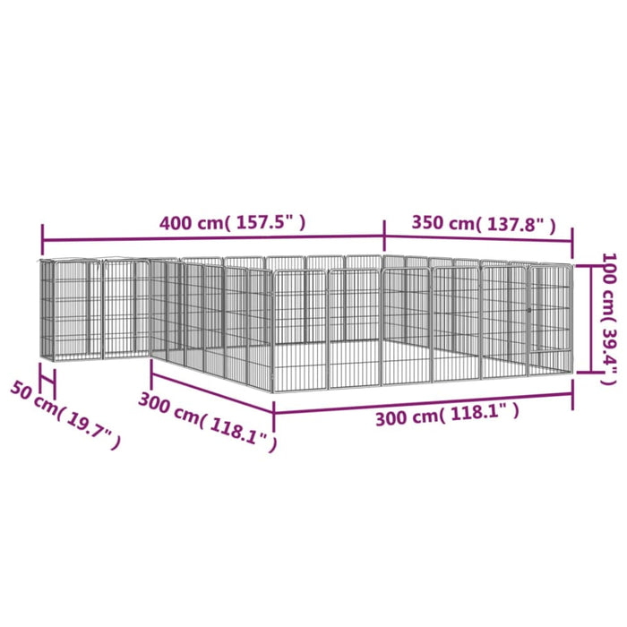 30-panel Dog Playpen Black 50x100 Cm Powder-coated Steel