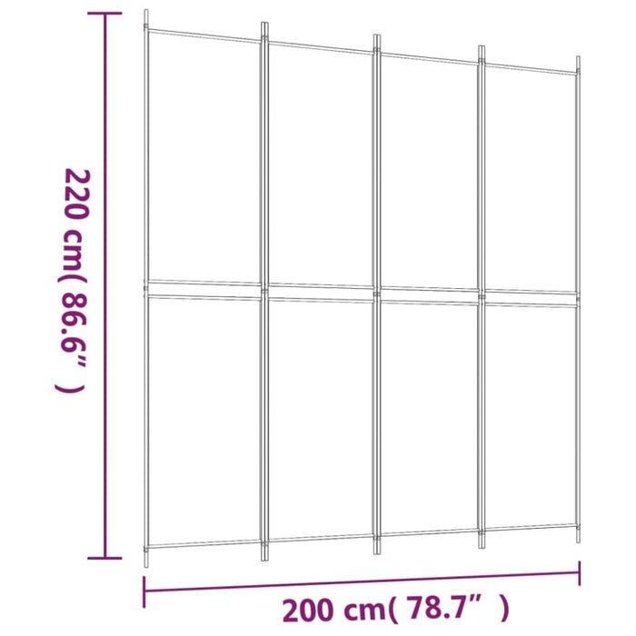 4-panel Room Divider Anthracite 200x220 Cm Fabric Tpbxan