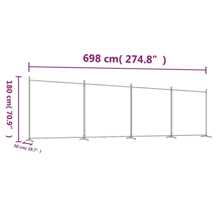 4 - panel Room Divider Anthracite 698x180 Cm Fabric Tpbxna