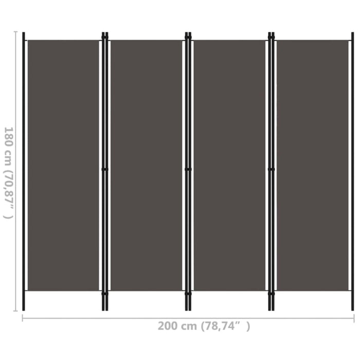 4 Panel Room Divider Anthracite Gl441