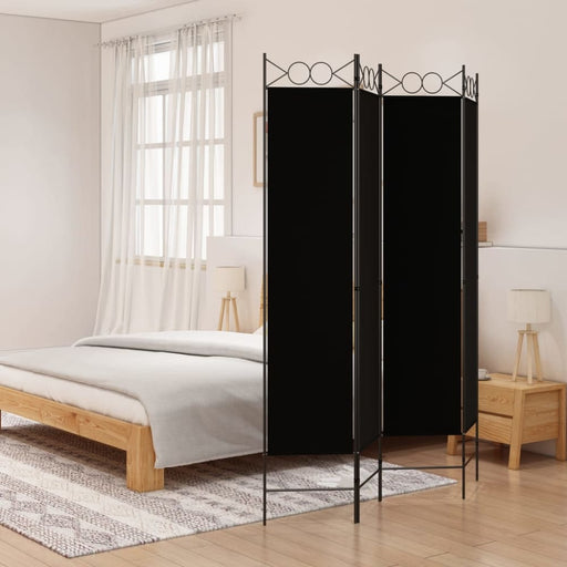 4-panel Room Divider Black 160x200 Cm Fabric Tpbopt