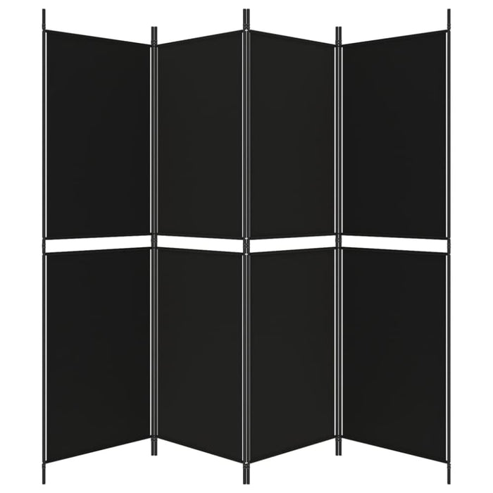 4-panel Room Divider Black 200x180 Cm Fabric Tpbxoi