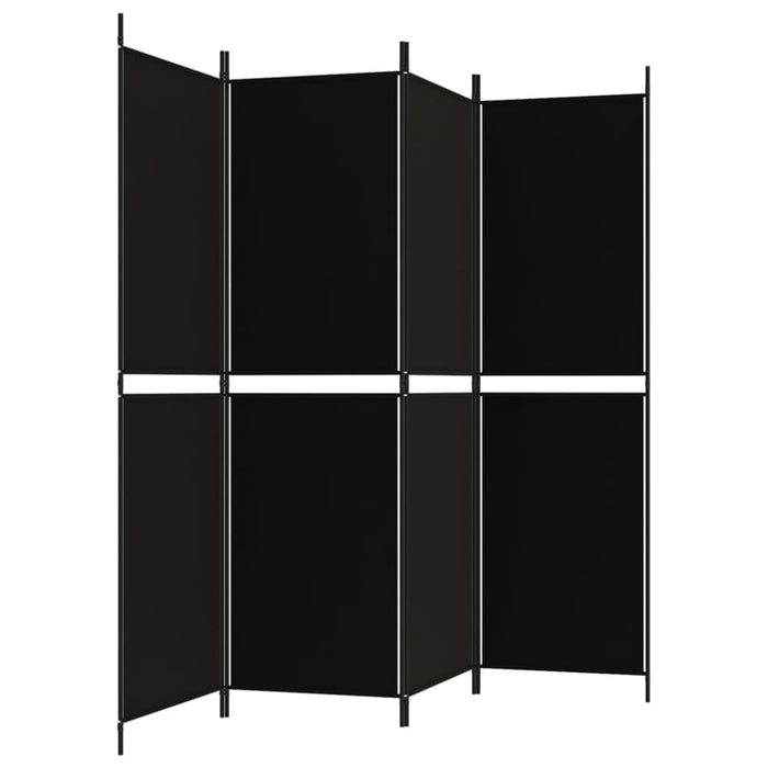 4-panel Room Divider Black 200x180 Cm Fabric Tpbxoi