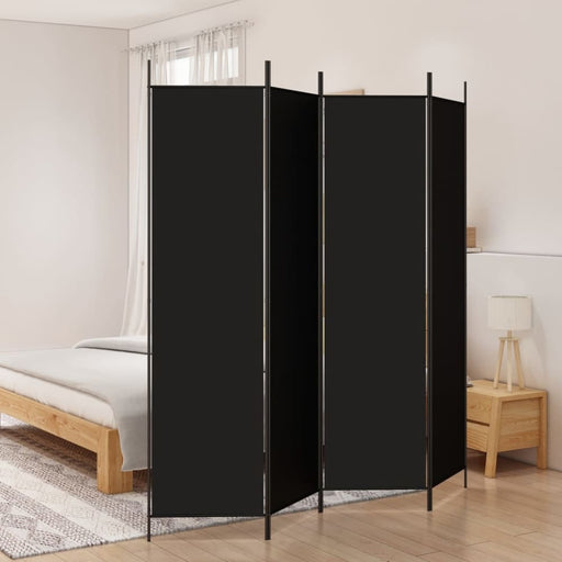 4-panel Room Divider Black 200x200 Cm Fabric Tpbonp