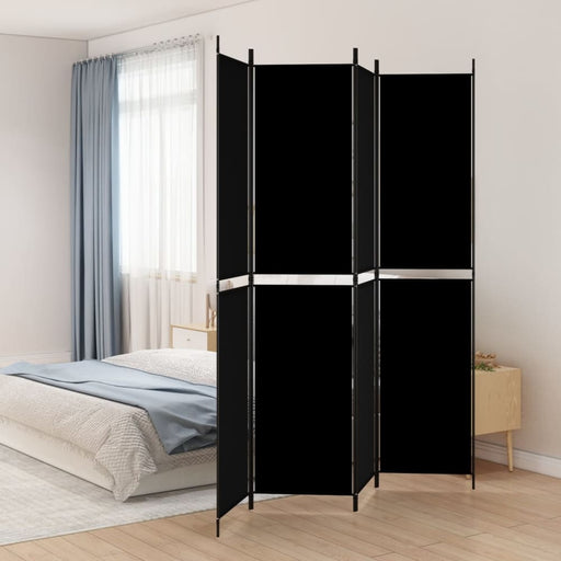 4-panel Room Divider Black 200x220 Cm Fabric Tpbxak