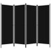 4 Panel Room Divider Black Gl43