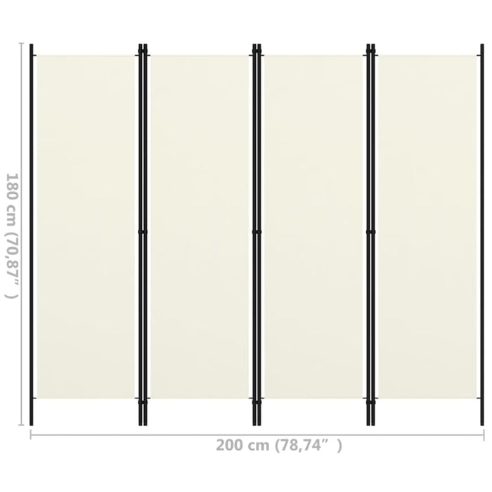 4 Panel Room Divider Cream White Gl4619