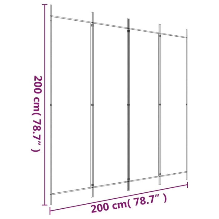 4-panel Room Divider White 200x200 Cm Fabric Tpbonx