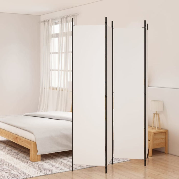 4-panel Room Divider White 200x220 Cm Fabric Tpbokn