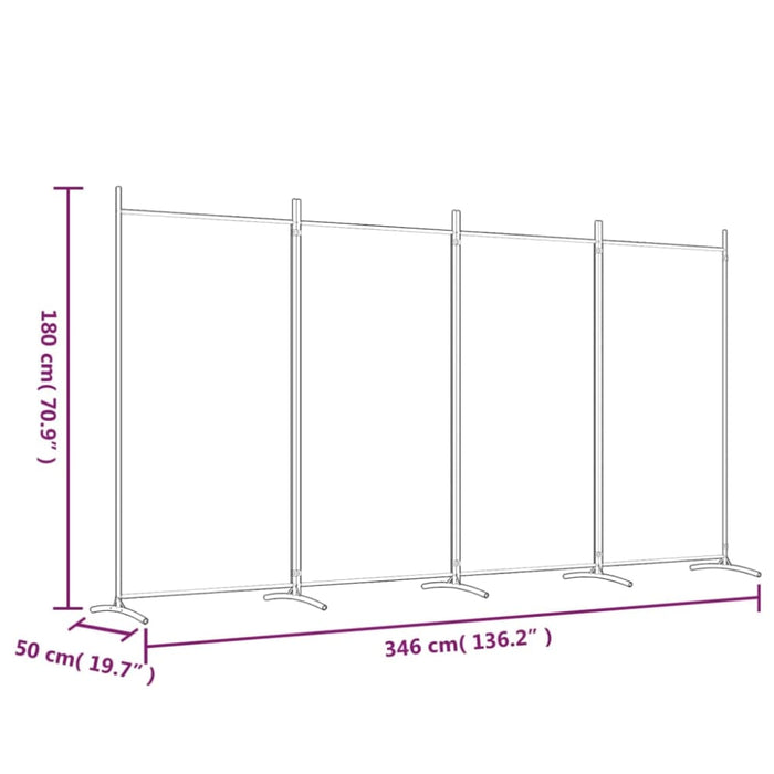 4-panel Room Divider White 346x180 Cm Fabric Tpbxlx