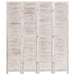 4 Panel Room Divider White Wood Gl79