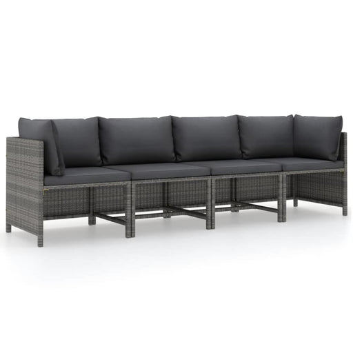 4-seater Garden Sofa With Cushions Grey Poly Rattan Totpbo