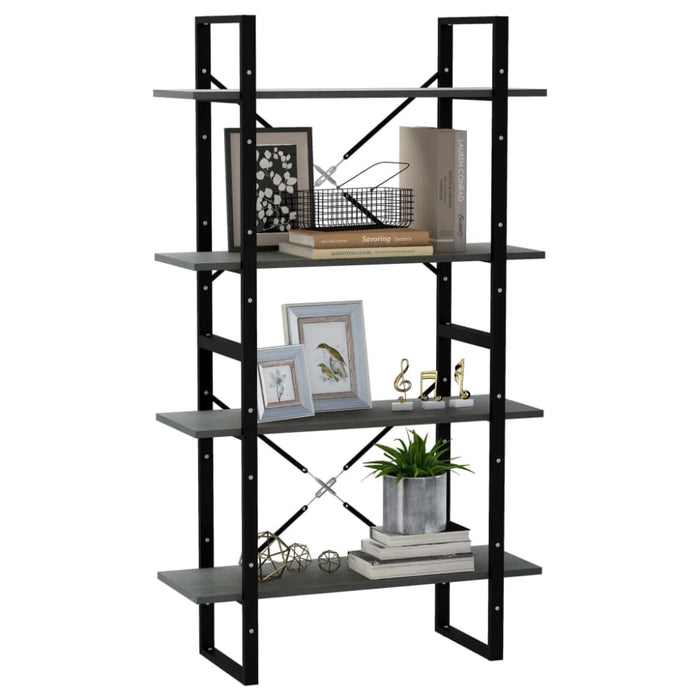 4-tier Book Cabinet Grey Solid Pine Wood Nblala