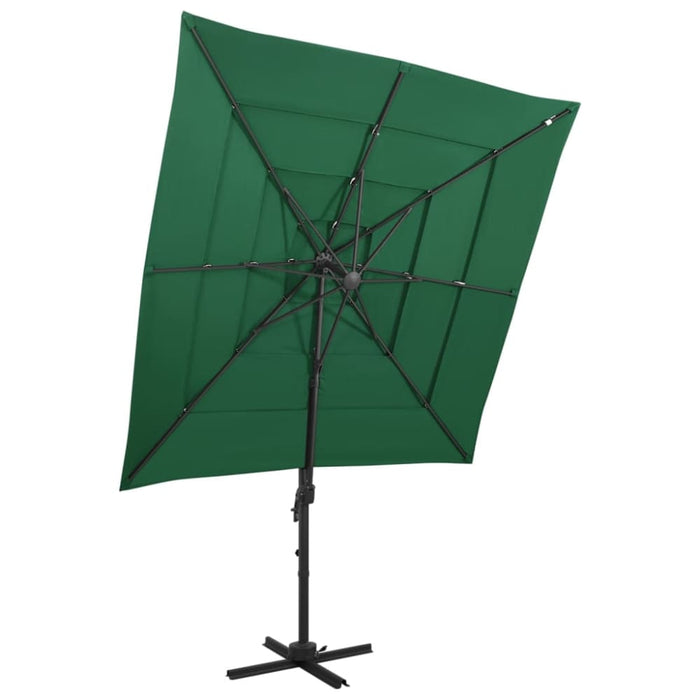 4-tier Parasol With Aluminium Pole Green 250x250 Cm Totnxo