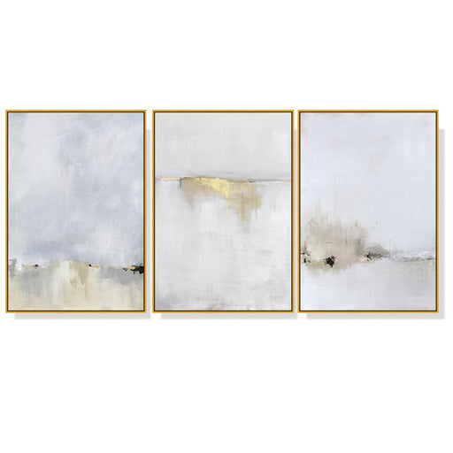 40cmx60cm Abstract Golden White 3 Sets Gold Frame Canvas