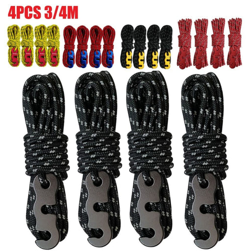 4pcs Wind Rope With S-shaped Hooks Buckle For Camping