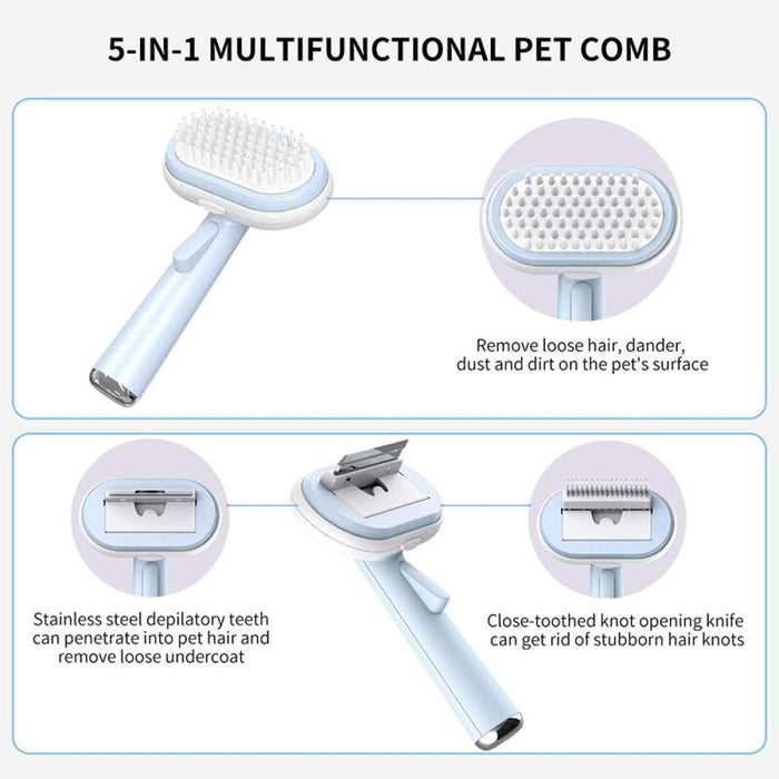 5 In 1 Multifunctional Safe Bath Massage De-shedding Pin