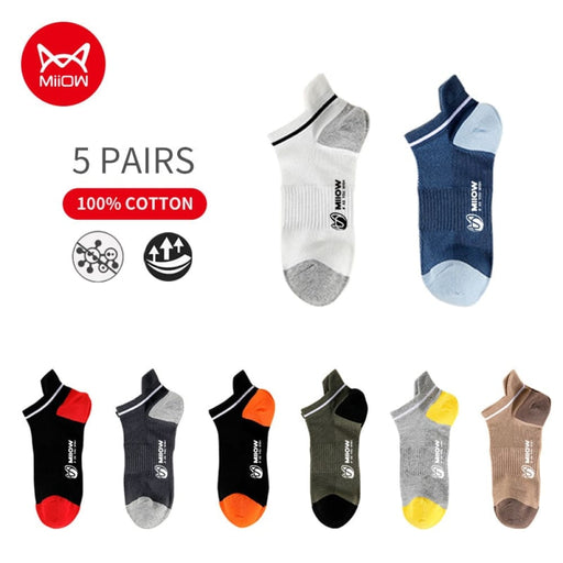 5 Pairs Summer Cotton Men Socks Patchwork Low Cut Casual