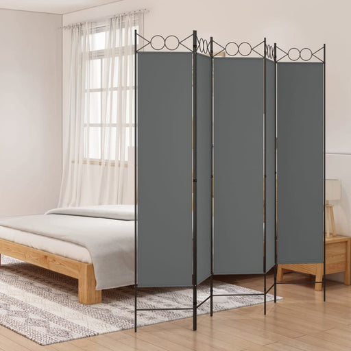 5-panel Room Divider Anthracite 200x200 Cm Fabric Tpbopl