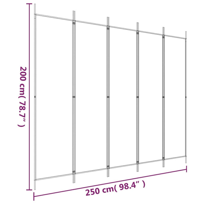5-panel Room Divider Anthracite 250x200 Cm Fabric Tpbonn
