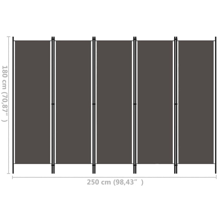 5 Panel Room Divider Anthracite Gl415