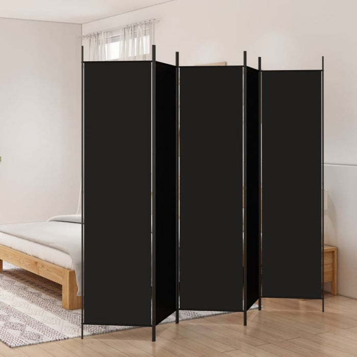 5-panel Room Divider Black 250x200 Cm Fabric Tpbonk