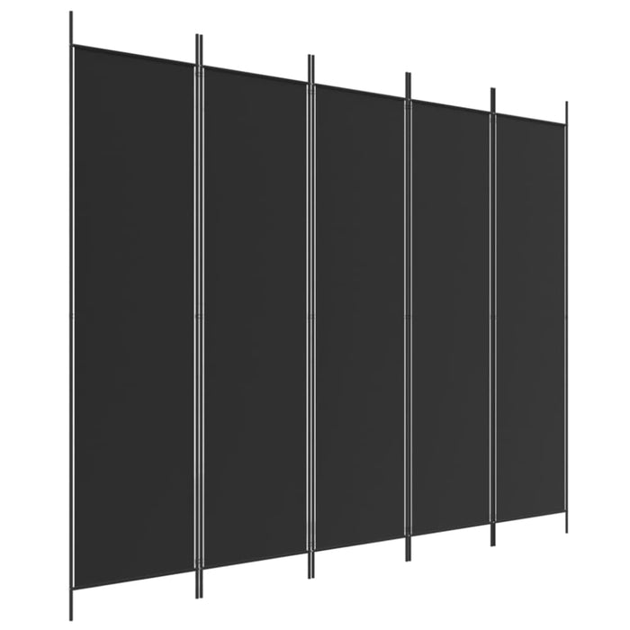 5-panel Room Divider Black 250x200 Cm Fabric Tpbonk