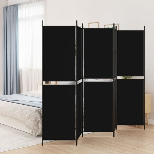 5-panel Room Divider Black 250x200 Cm Fabric Tpbxti