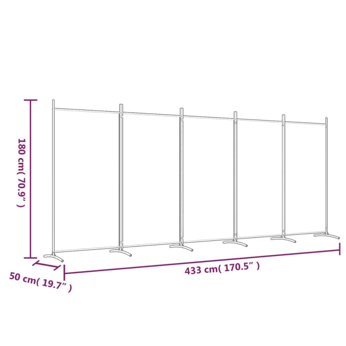 5-panel Room Divider Black 433x180 Cm Fabric Tpbxlk