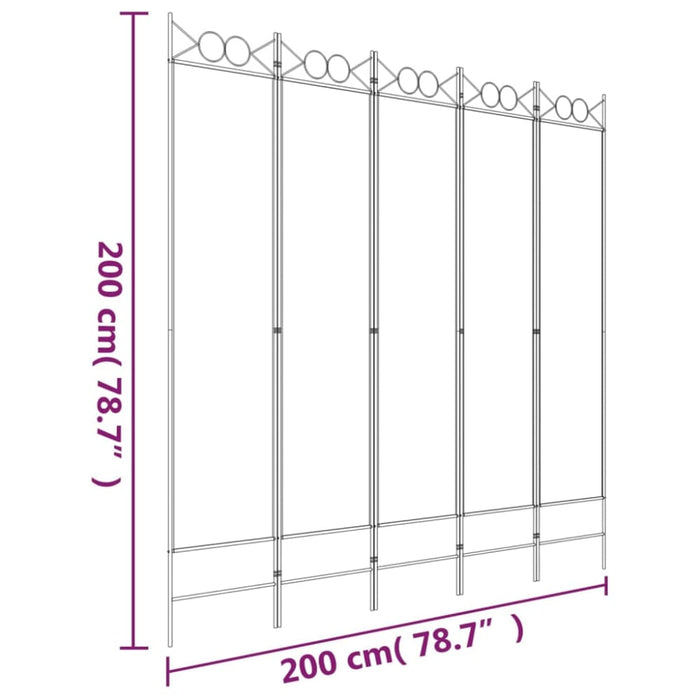 5-panel Room Divider White 200x200 Cm Fabric Tpbopa