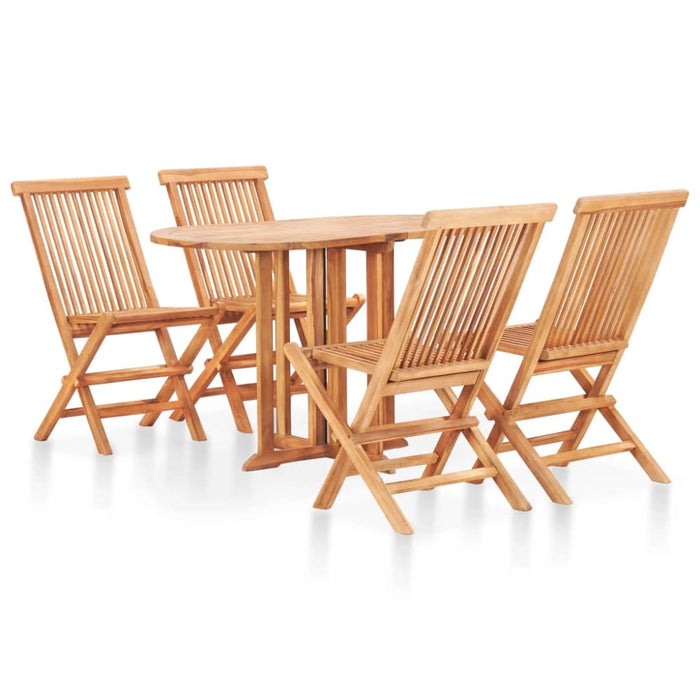 5 Piece Folding Outdoor Dining Set Solid Teak Wood Akbbt