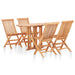 5 Piece Folding Outdoor Dining Set Solid Teak Wood Akbbt