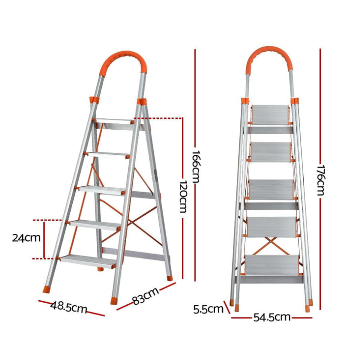 5 Step Ladder Multi-purpose Folding Aluminium Light Weight