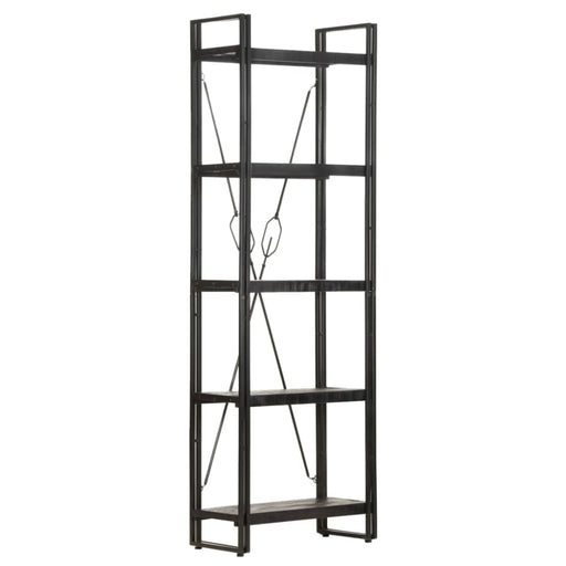 5-tier Bookcase Black Solid Mango Wood Txblxt