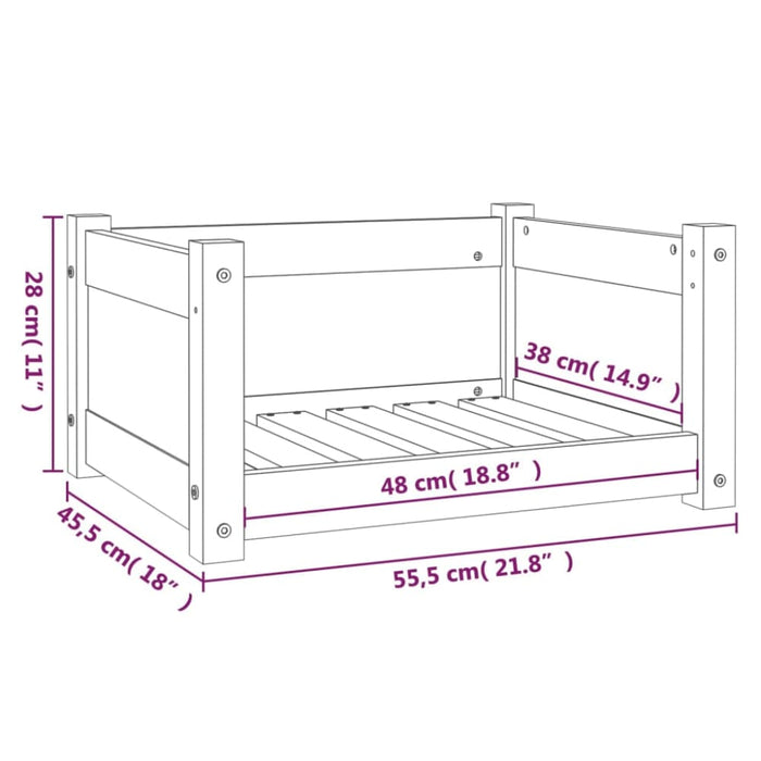 Dog Bed 55.5x45.5x28 Cm Solid Pine Wood Nxoaax