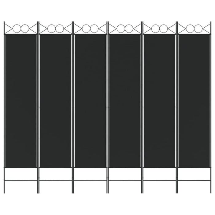 6-panel Room Divider Black 240x200 Cm Fabric Tpbolo