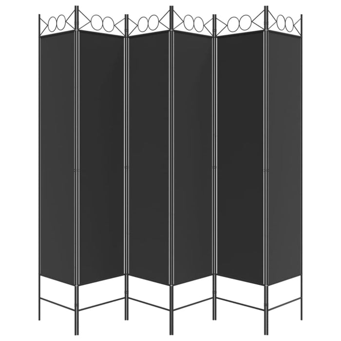 6-panel Room Divider Black 240x200 Cm Fabric Tpbolo