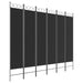 6-panel Room Divider Black 240x200 Cm Fabric Tpbolo