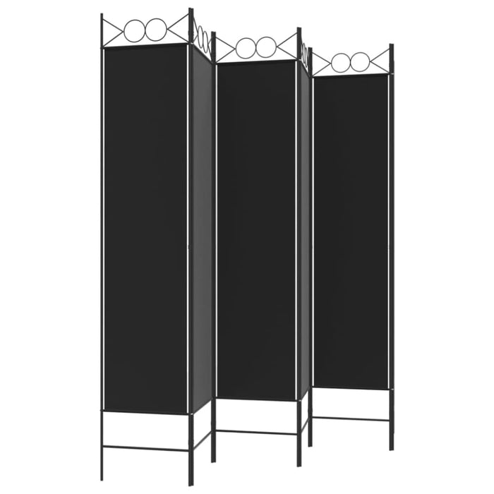 6-panel Room Divider Black 240x200 Cm Fabric Tpbolo