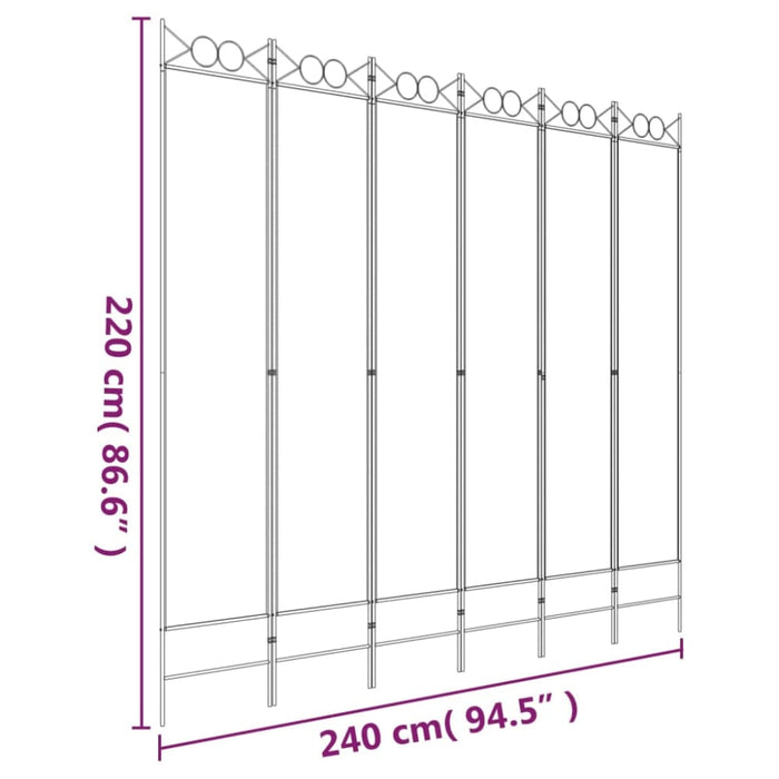 6-panel Room Divider Black 240x220 Cm Fabric Tpboii