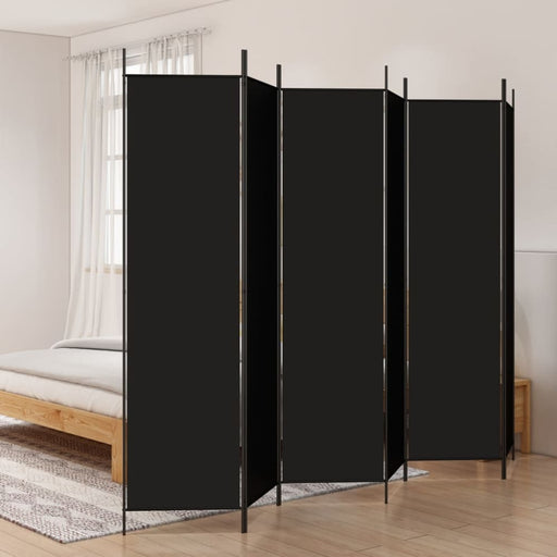 6-panel Room Divider Black 300x200 Cm Fabric Tpbokt