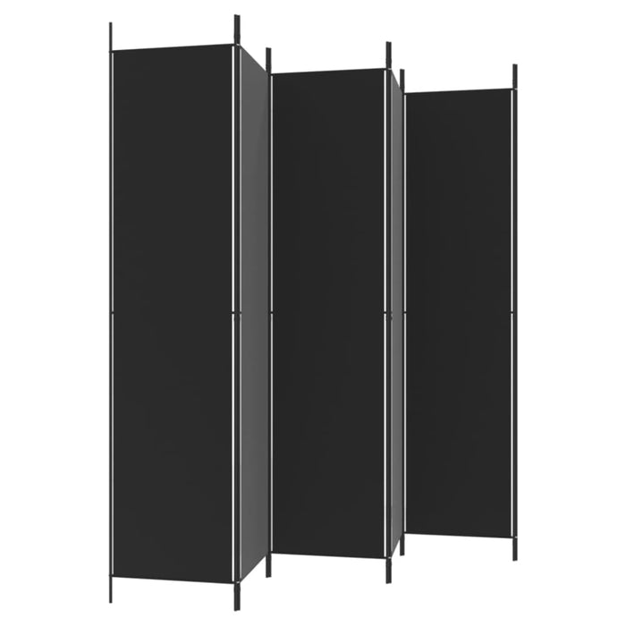 6-panel Room Divider Black 300x220 Cm Fabric Tpbxbk