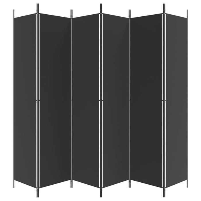 6-panel Room Divider Black 300x220 Cm Fabric Tpbxbk