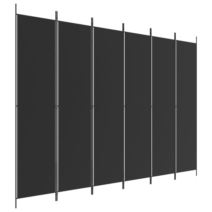 6-panel Room Divider Black 300x220 Cm Fabric Tpbxbk