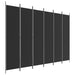 6-panel Room Divider Black 300x220 Cm Fabric Tpbxbk