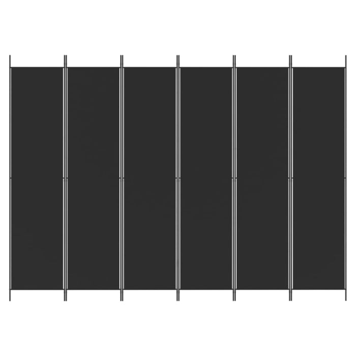 6-panel Room Divider Black 300x220 Cm Fabric Tpbxbk