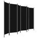 6 Panel Room Divider Black Gl21