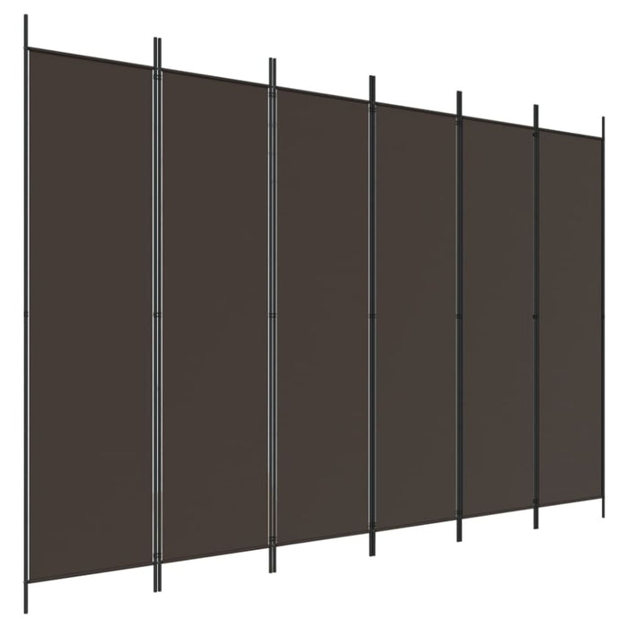 6-panel Room Divider Brown 300x200 Cm Fabric Tpboko